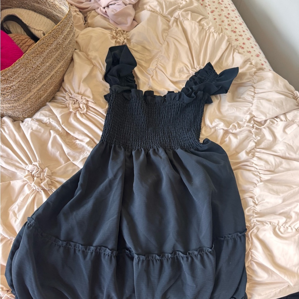 Hill House Black Ellie Nap Dress | Smocked Ruffle Strap Camisole - Picture 2 of 2